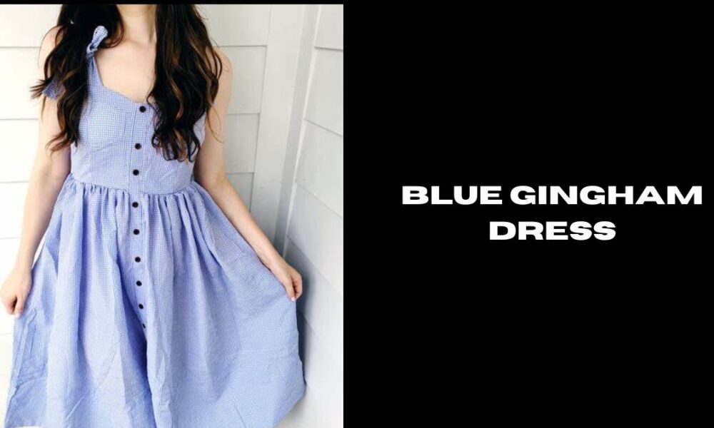 blue gingham dress