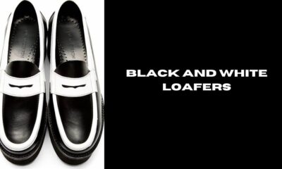 black and white loafers
